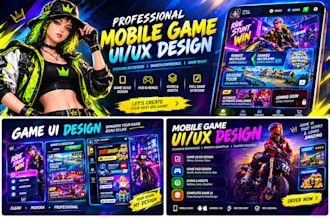 design mobile game UI UX, menus and hud