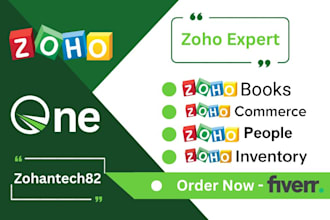 set up and customize any task of zoho CRM, rec, sites, commerce, books, people