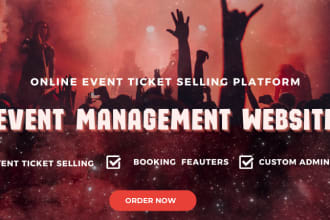 create ticket selling, event management, event listing website using PHP laravel