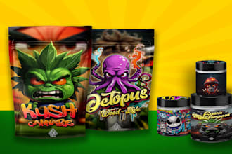 design unique weed pouch, mylar bag and cbd product labels