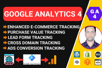 setup google analytics 4, ga4 ecommerce tracking, ads conversion tracking by GTM