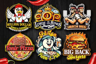 design a pizza, bbq, fries, kebab, chef, kitchen, taco and restaurant logo