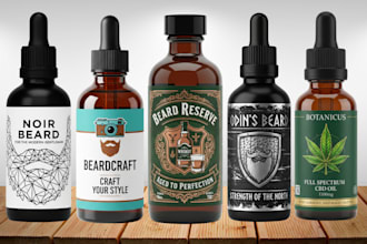 do label and box for cosmetics, beard oil, cbd, hemp, hair oil, skincare, serum