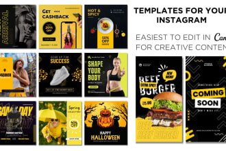 create 100 instagram canva templates and stories for your etsy shop