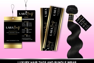 design bundle wraps, hang tags for hair extensions