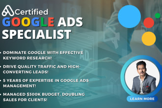be your google ads expert to setup and manage highly profitable PPC campaigns