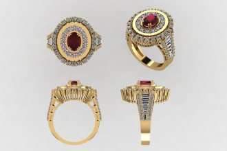 make a ring design and realistic render