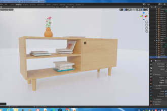 create wooden furniture 2d 3d drawing in acad, blender