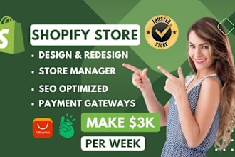 build shopify store design and redesign, shopify store manager