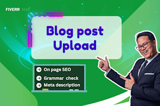 upload wordpress elementor content, blog post and article as a virtual assistant