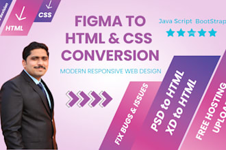 convert any PSD and xd into HTML and CSS webdesign