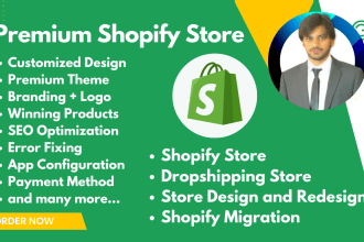 create shopify store design redesign shopify website, shopify dropshipping store