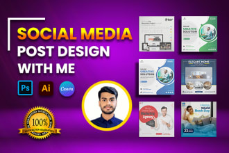 do creative social media design post, banner, ads