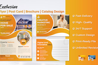 design professional  business flyer postcard brochure poster catalog leaflet