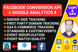 setup facebook conversion API, google analytics 4, ga4 ecommerce tracking by GTM