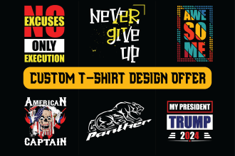 do bulk t shirt design and typography t shirt design for you within 24 hours