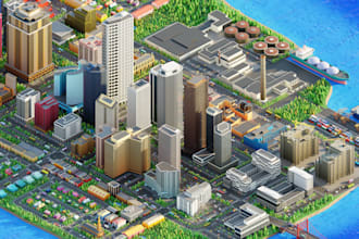 create 3d low poly map or scene