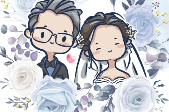 do cute couple portrait illustration for wedding, anniversary, etc