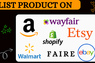 do listing on etsy, amazon, ebay, shopify and wayfair