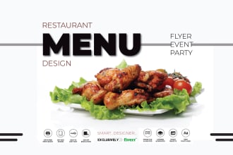 design the menu, price list, food menu, menu card flyer