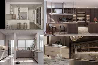 create realistic 3d kitchen design and 2d plans
