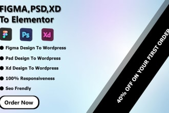 convert figma to wordpress elementor or PSD xd to elementor pro