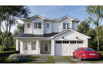 create realistic house exterior 3d rendering front elevation