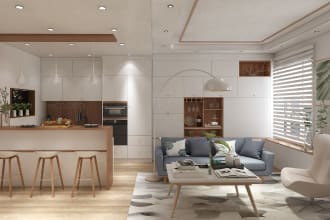 kitchen design and 3d kitchen interior design rendering with VR