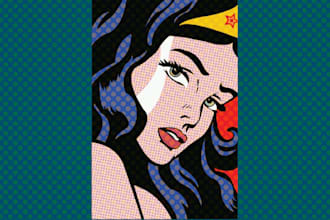 draw a retro pop art portrait in roy lichtenstein style