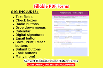 convert fillable pdf questionnaire intake form, word to pdf