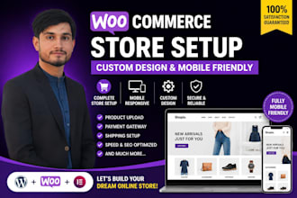 do woocommerce setup with layout customization and mobile compatible design