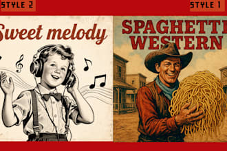 design vintage music album cover, spotify track image for pop folk country songs