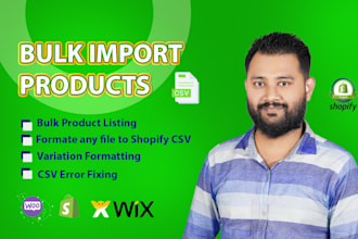 bulk import products to shopify, wix, woocommerce using CSV