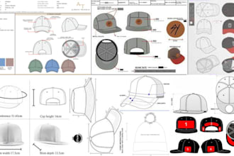 hat or cap techpack design for factory ready, baseball caps, beanie, trucker hat