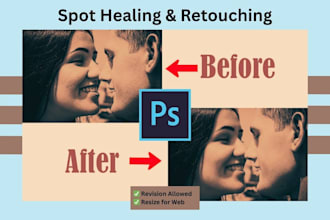 do spot healing, photo retouching, and background removal in photoshop