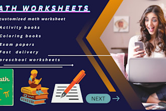 create math worksheet, KDP books, and paper for children