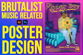 do a media or music related brutalist poster design for you
