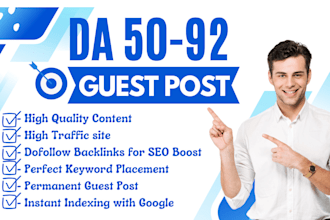 do high quality seo guest posts backlinks on high traffic site
