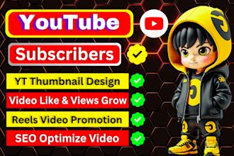 youtube thumbnail design, yt subs channel grow video promotion SEO optimization