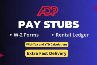 prepare adp pay stubs w2 and rental ledger for apt