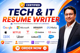 write professional resume for IT, tech sales, software engineer, cybersecurity