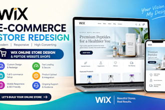 wix ecommerce store redesign wix online store design wix peptide website shops