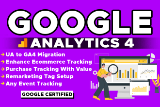 setup and fix google analytics 4,ga4 ecommerce tracking, conversion tracking GTM