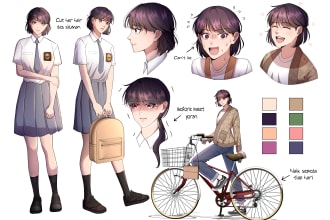draw anime, manhwa, webtoon character sheet for you