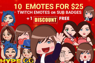 custom cute twitch emotes, sub badges in 24 hours