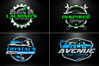 create a modern auto detailing, auto repair, and automotive logo design