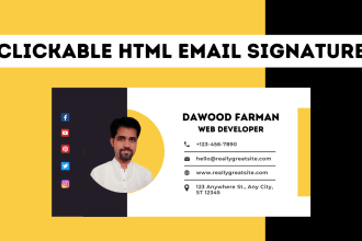 design a clickable HTML email signature for you