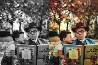 convert black and white photo to colorize photo