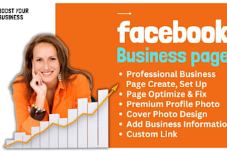 do facebook business or fan page create, set up, optimize, design and manage