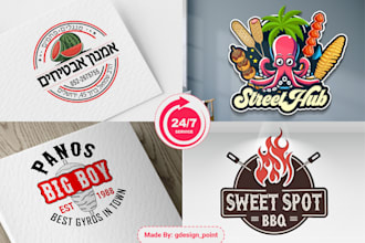 design premium fast food, chicken, burger, bbq, grill, food and restaurant logo